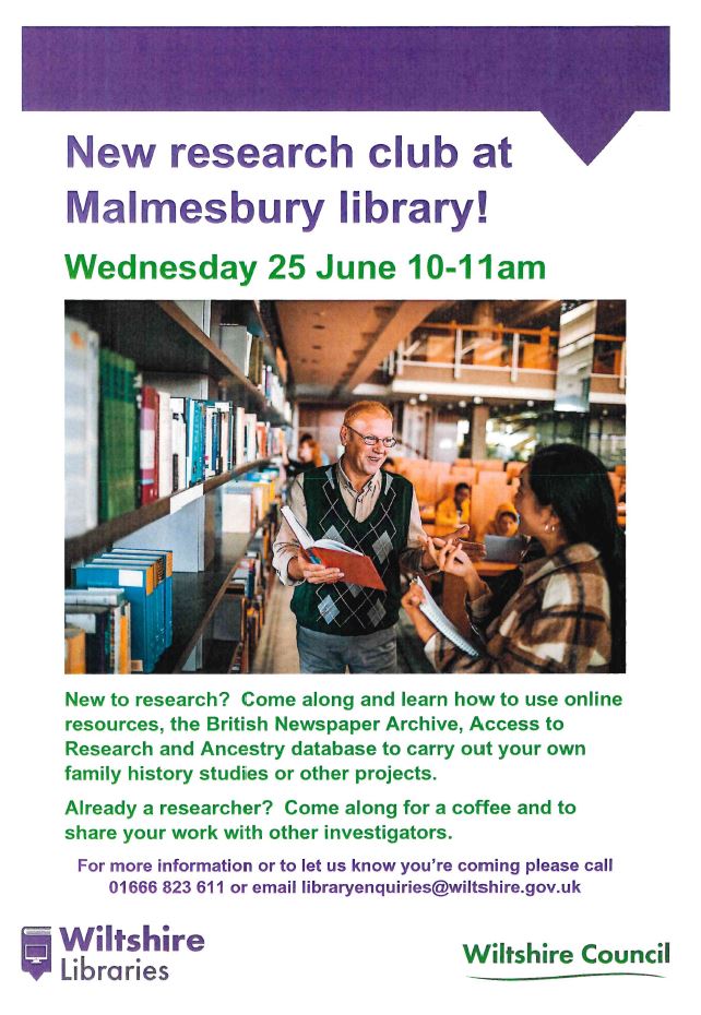New Research Club at Malmesbury Library!